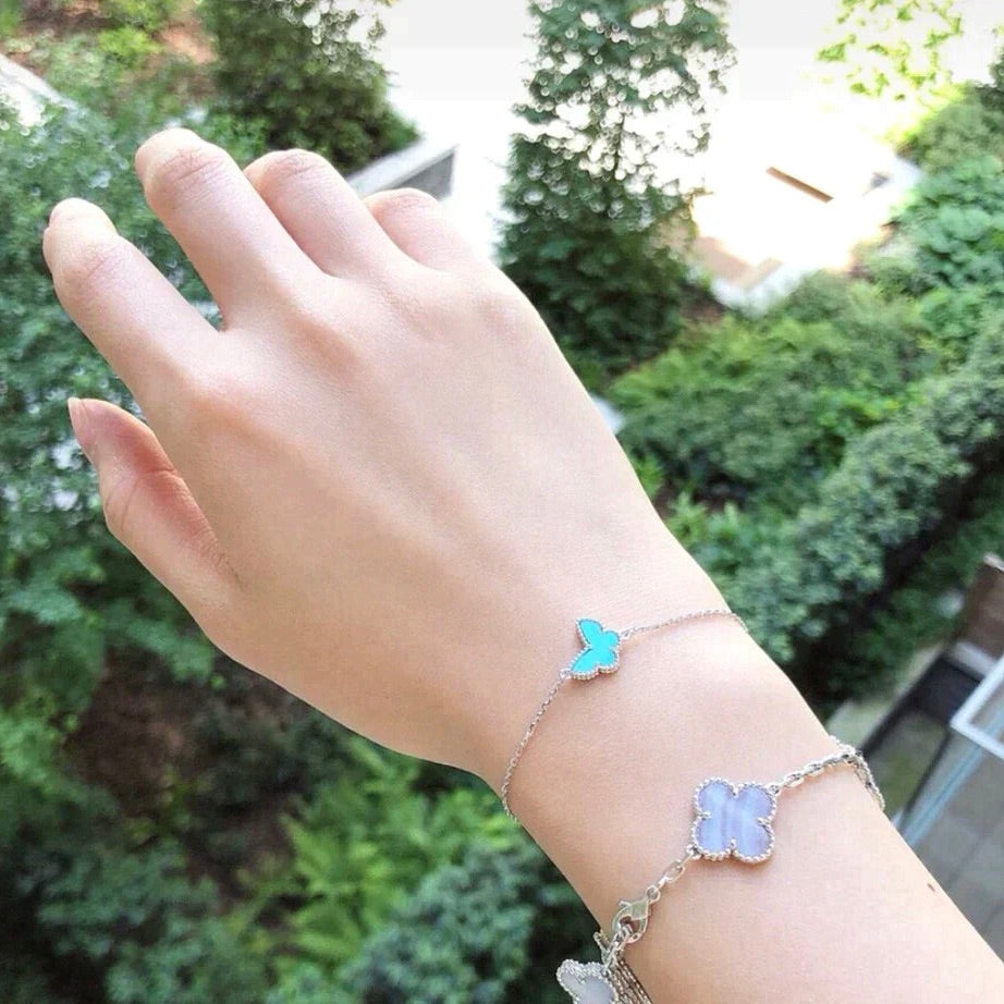 [✨ROSE💎]BUTTERFLY TURQUOISE BUTTERFLY BRACELET SILVER