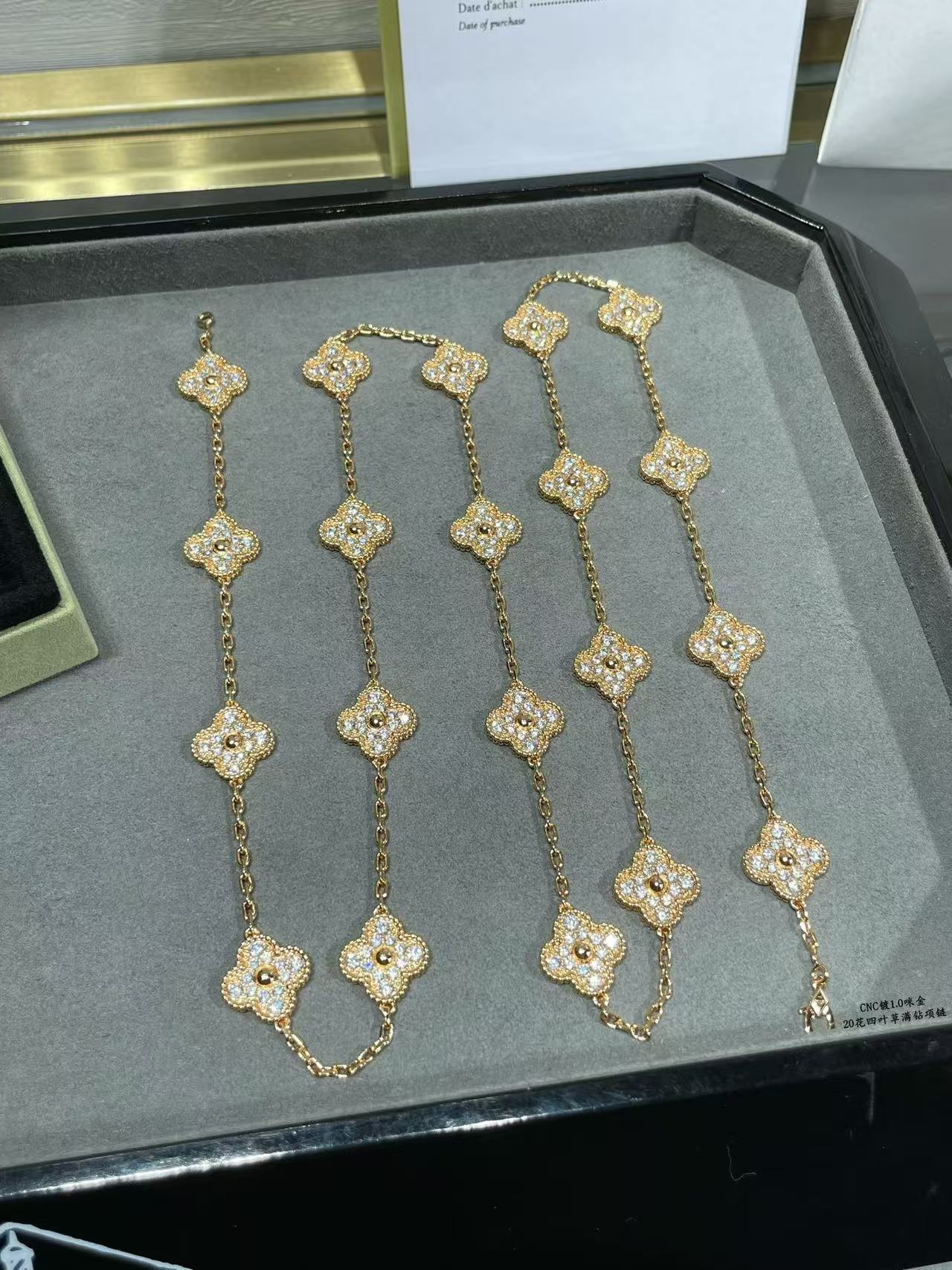 [✨ROSE💎]CLOVER 20 MOTIFS FULL-DIAMOND NECKLACE