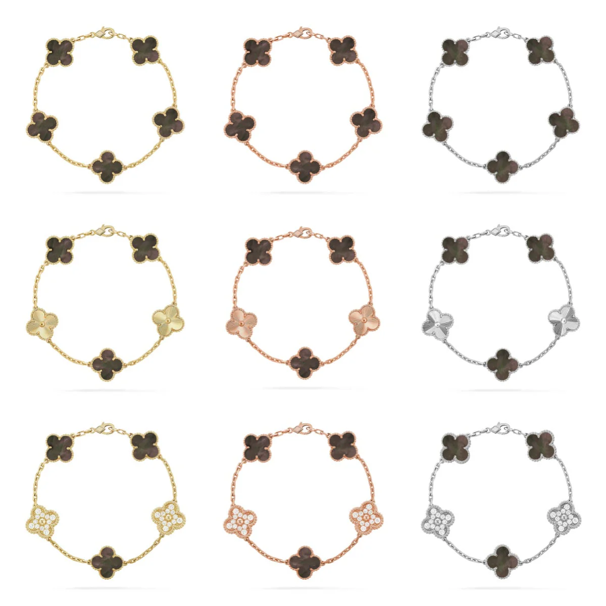 [✨ROSE💎] CLOVER 5 MOTIF GRAY MOP BRACELET COLLECTION