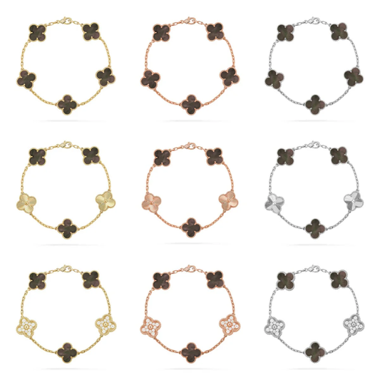 [✨ROSE💎] CLOVER 5 MOTIF GRAY MOP BRACELET COLLECTION