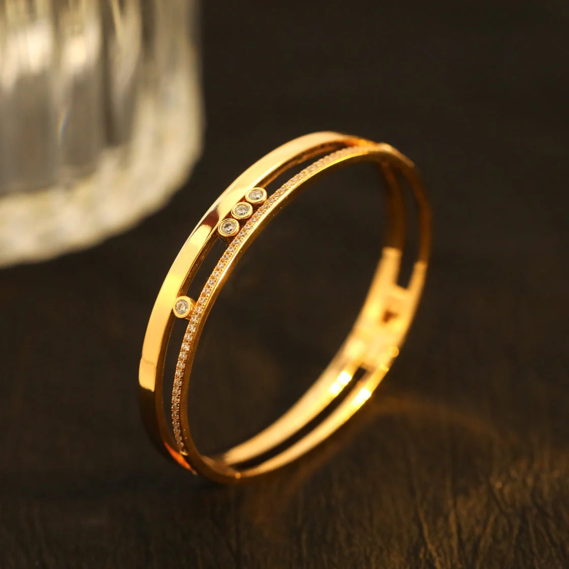 [✨ROSE💎]Move Romane Diamond Bangle Bracelet