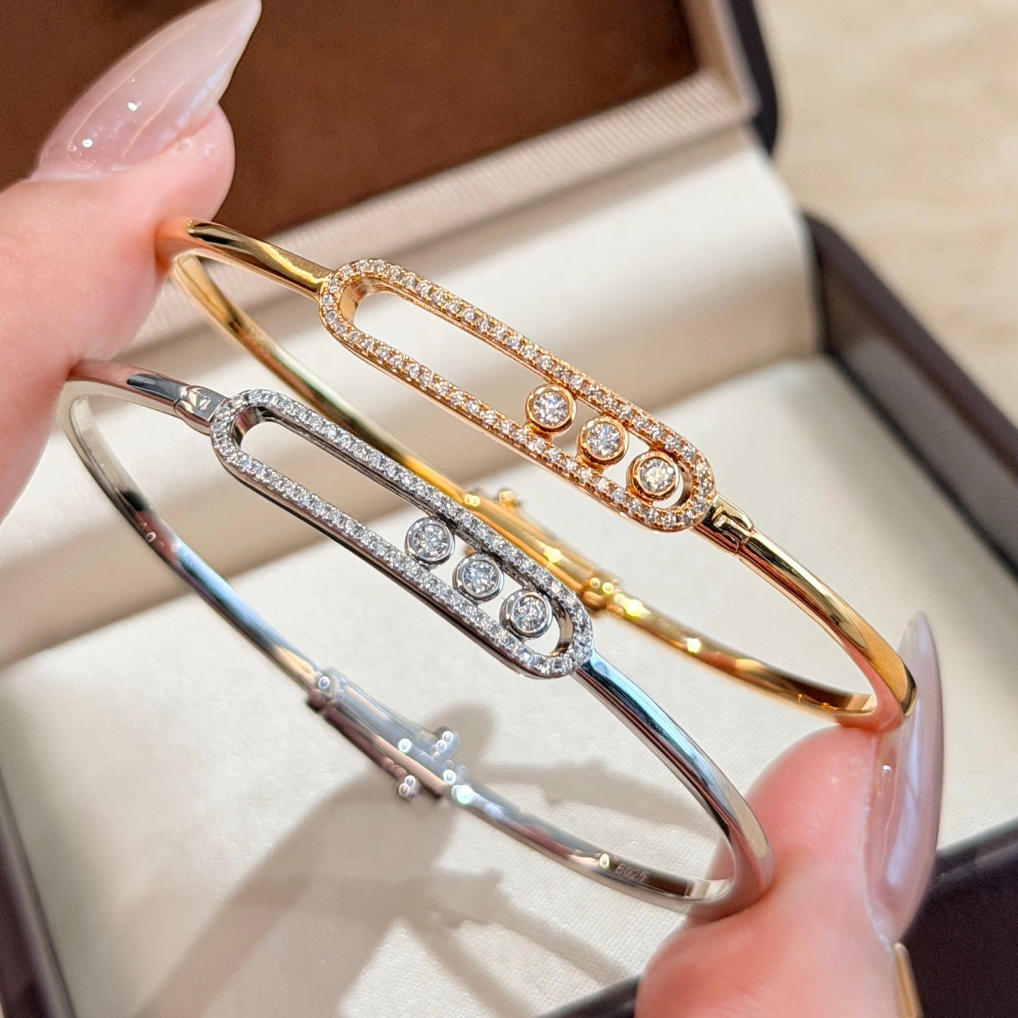 [✨ROSE💎]Move Pavé Diamond Bangle Bracelet M