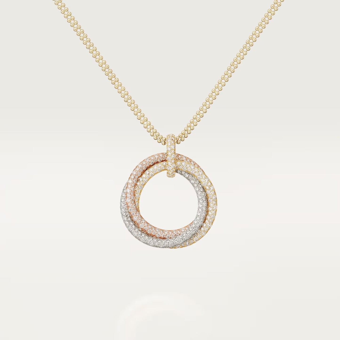 [✨ROSE💎]TRINITY LARGE FULL DIAMOND  NECKLACE