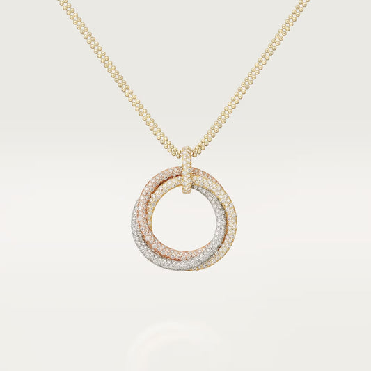 [✨ROSE💎]TRINITY LARGE FULL DIAMOND  NECKLACE