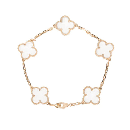 [✨ROSE💎]CLOVER 5 MOTIF ROCK CRYSTAL BRACELET