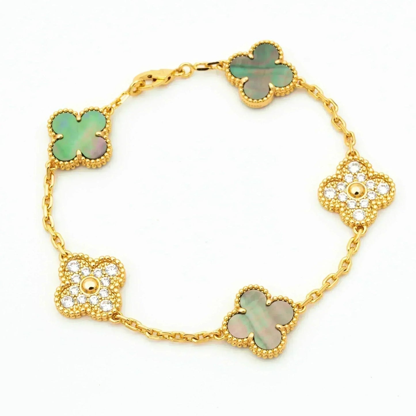 [✨ROSE💎] CLOVER 5 MOTIF GRAY MOP BRACELET COLLECTION