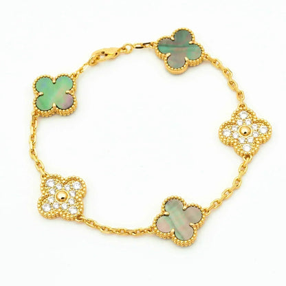[✨ROSE💎] CLOVER 5 MOTIF GRAY MOP BRACELET COLLECTION