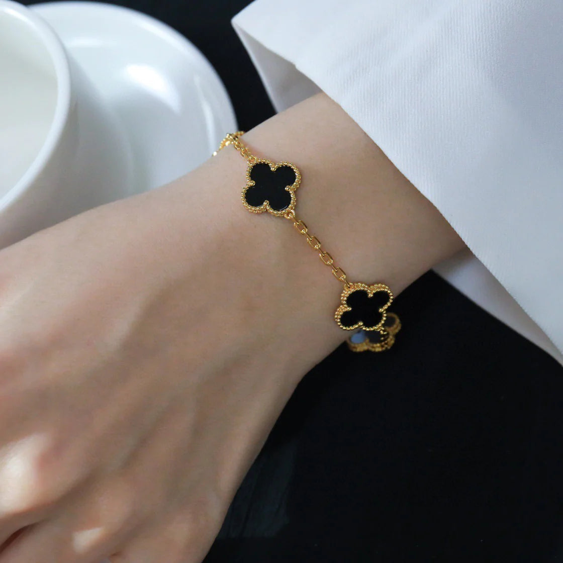 [✨ROSE💎] CLOVER 5 MOTIF ONYXS BRACELET COLLECTION