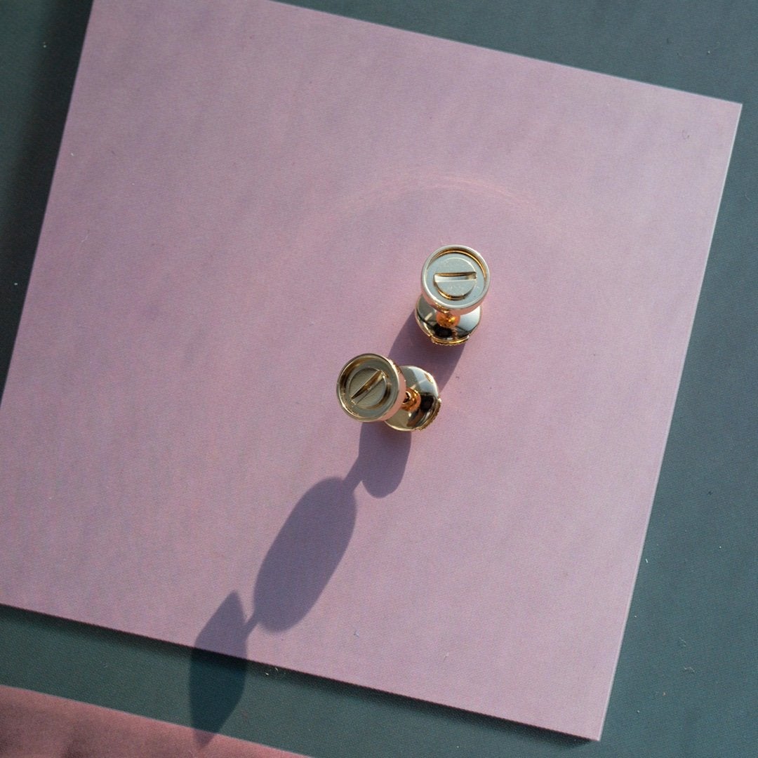 [✨ROSE💎]LOVE EARRINGS PINK GOLD 10MM