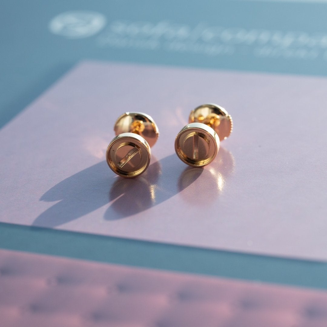 [✨ROSE💎]LOVE EARRINGS PINK GOLD 10MM