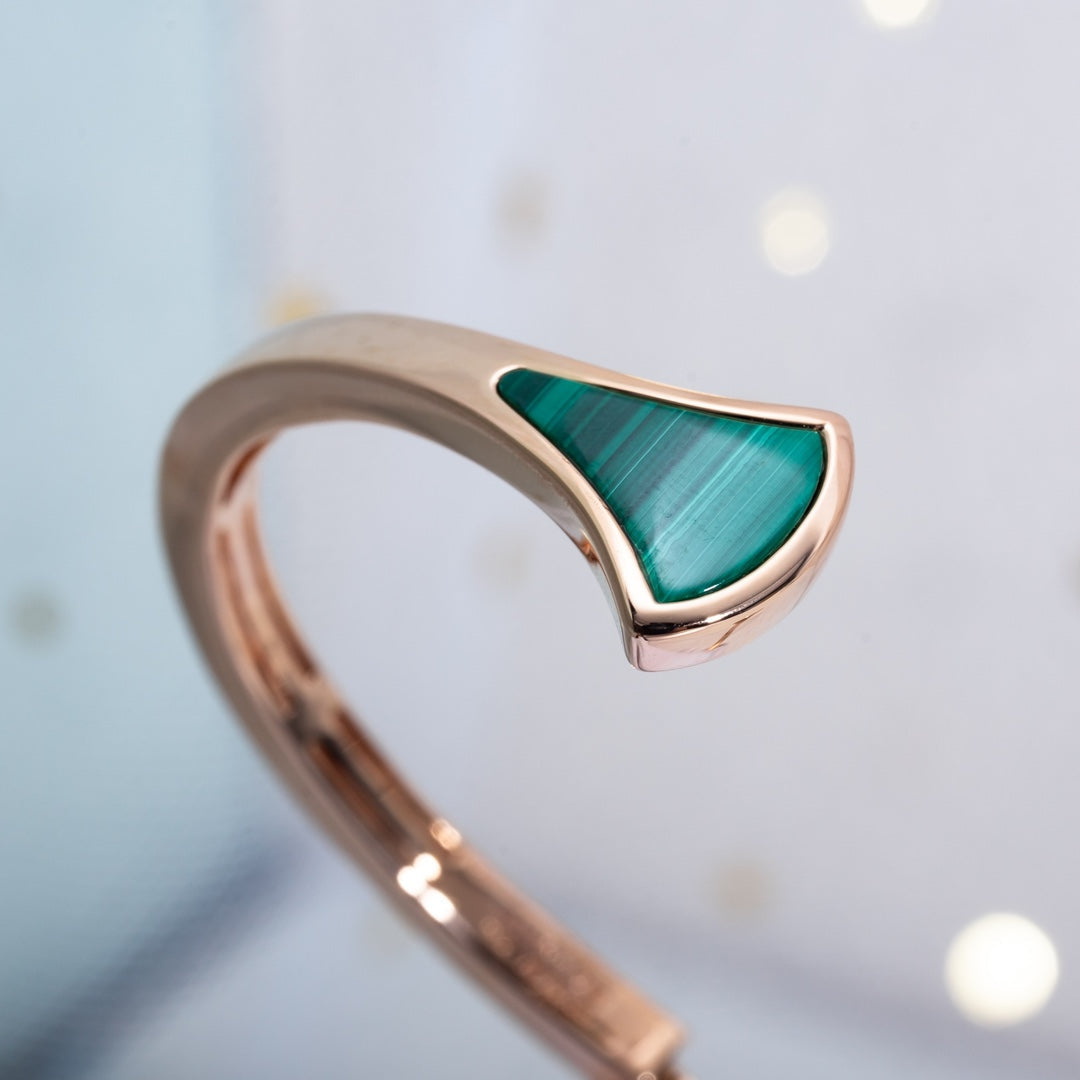 [✨ROSE💎]DREAM BRACELET OPEN MALACHITE PINK GOLD