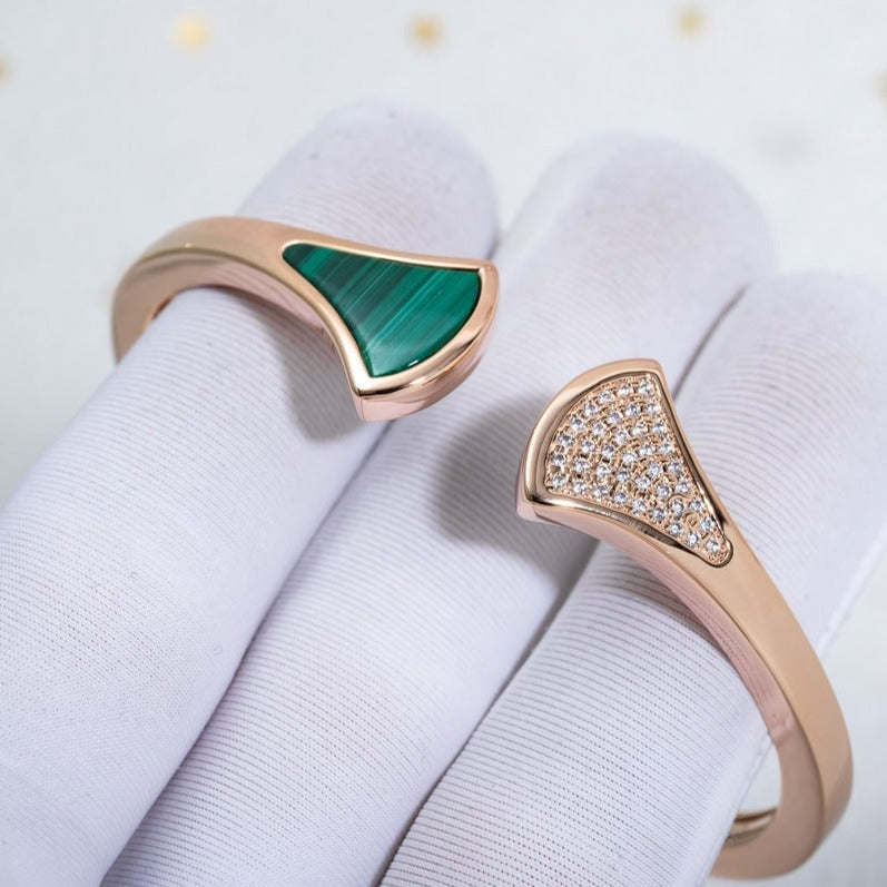 [✨ROSE💎]DREAM BRACELET OPEN MALACHITE PINK GOLD