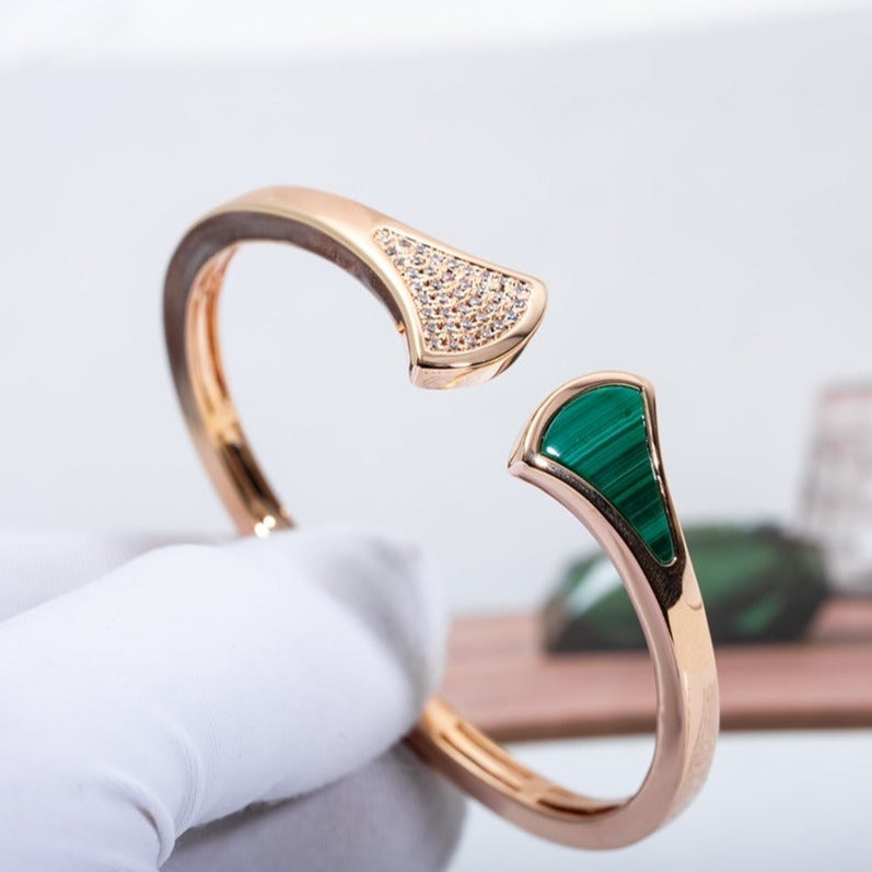 [✨ROSE💎]DREAM BRACELET OPEN MALACHITE PINK GOLD