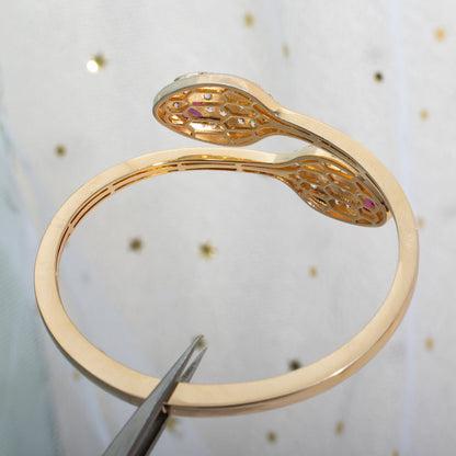 [✨ROSE💎]SERPENTI BRACELET PINK GOLD DIAMOND DOUBLE SNAKE