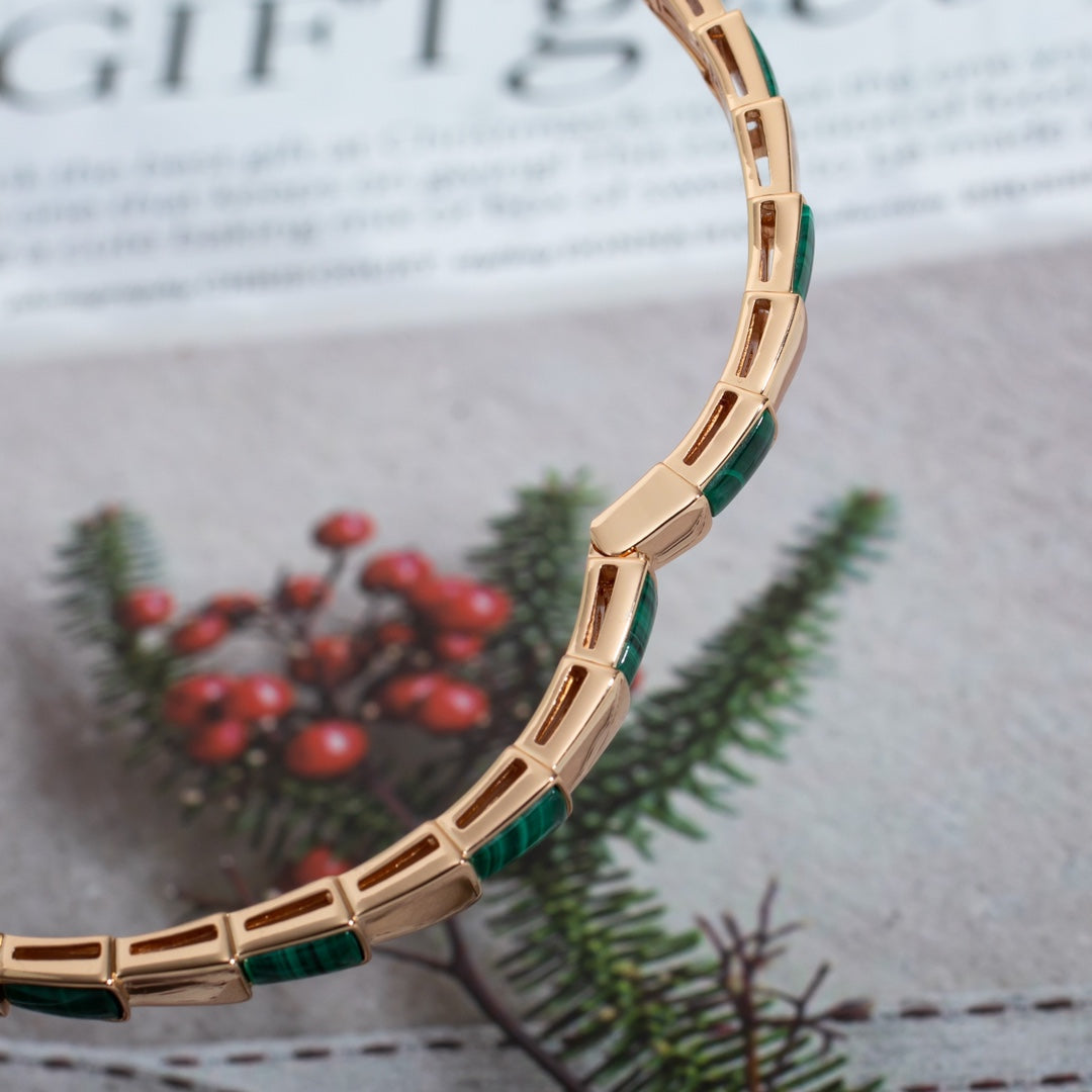 [✨ROSE💎]SERPENTI BRACELET PINK GOLD MALACHITE