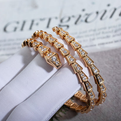 [✨ROSE💎]SERPENTI BRACELET PINK GOLD DIAMOND DOUBLE ROW