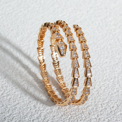 [✨ROSE💎]SERPENTI BRACELET PINK GOLD DIAMOND DOUBLE ROW