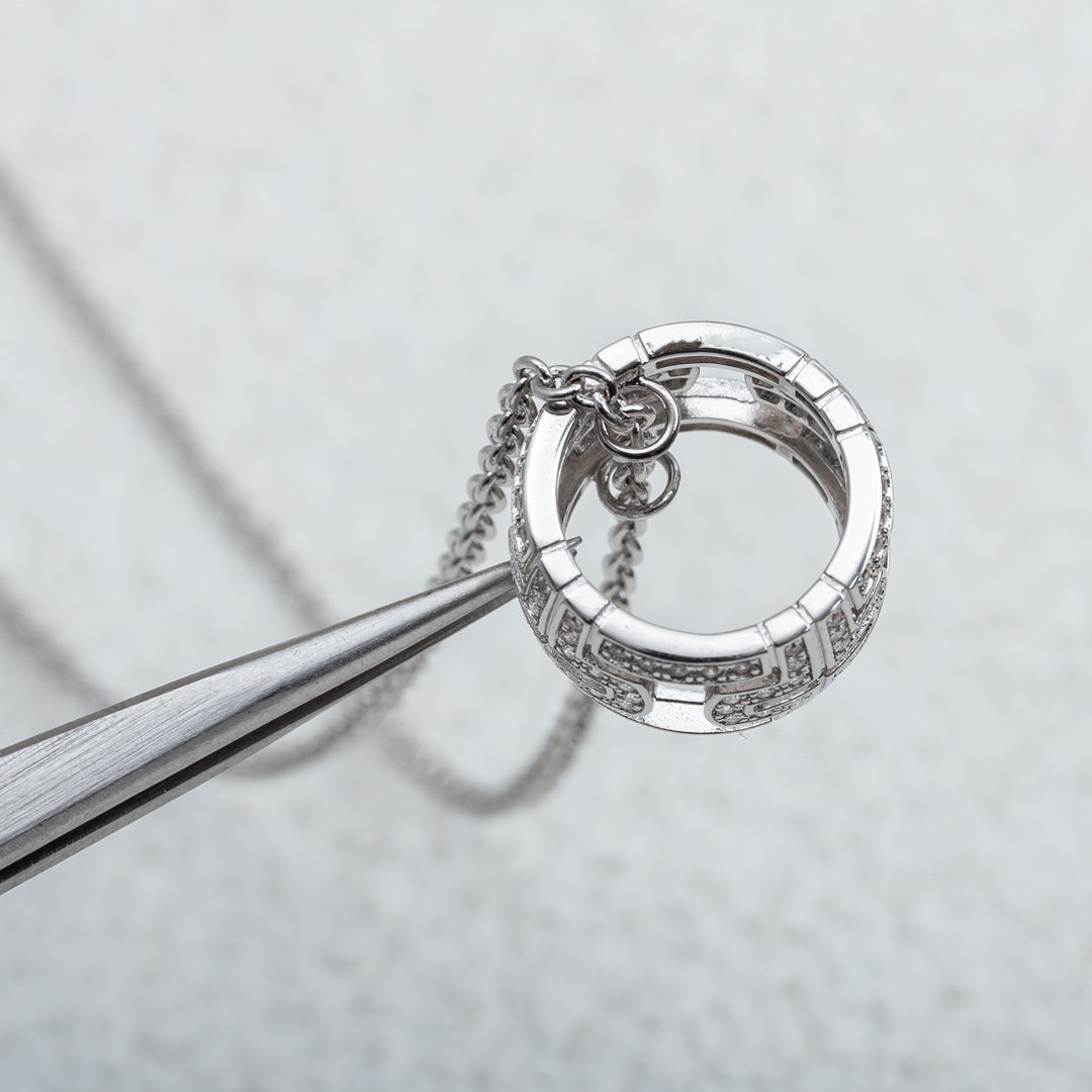 [✨ROSE💎]PARENTESI NECKLACE SILVER DIAMOND