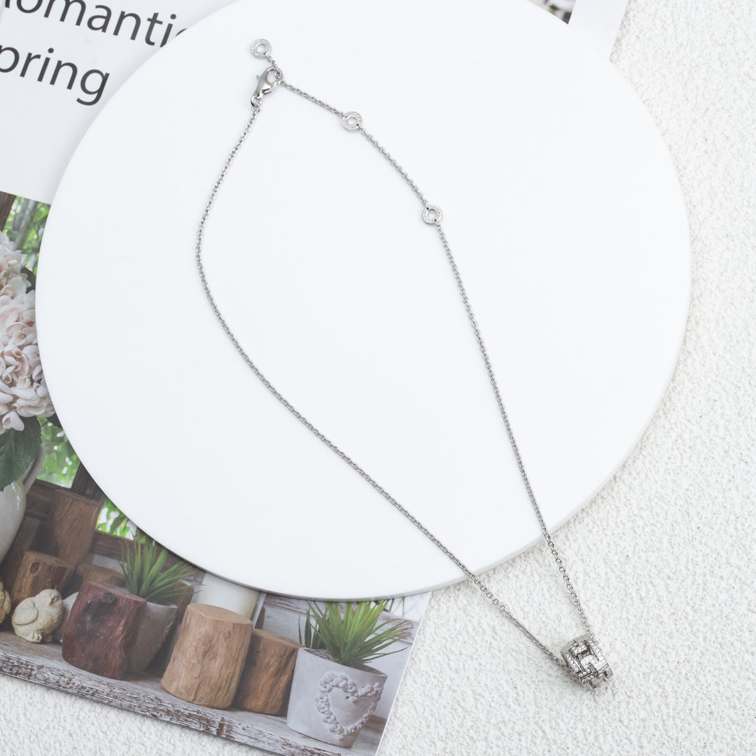 [✨ROSE💎]PARENTESI NECKLACE SILVER DIAMOND