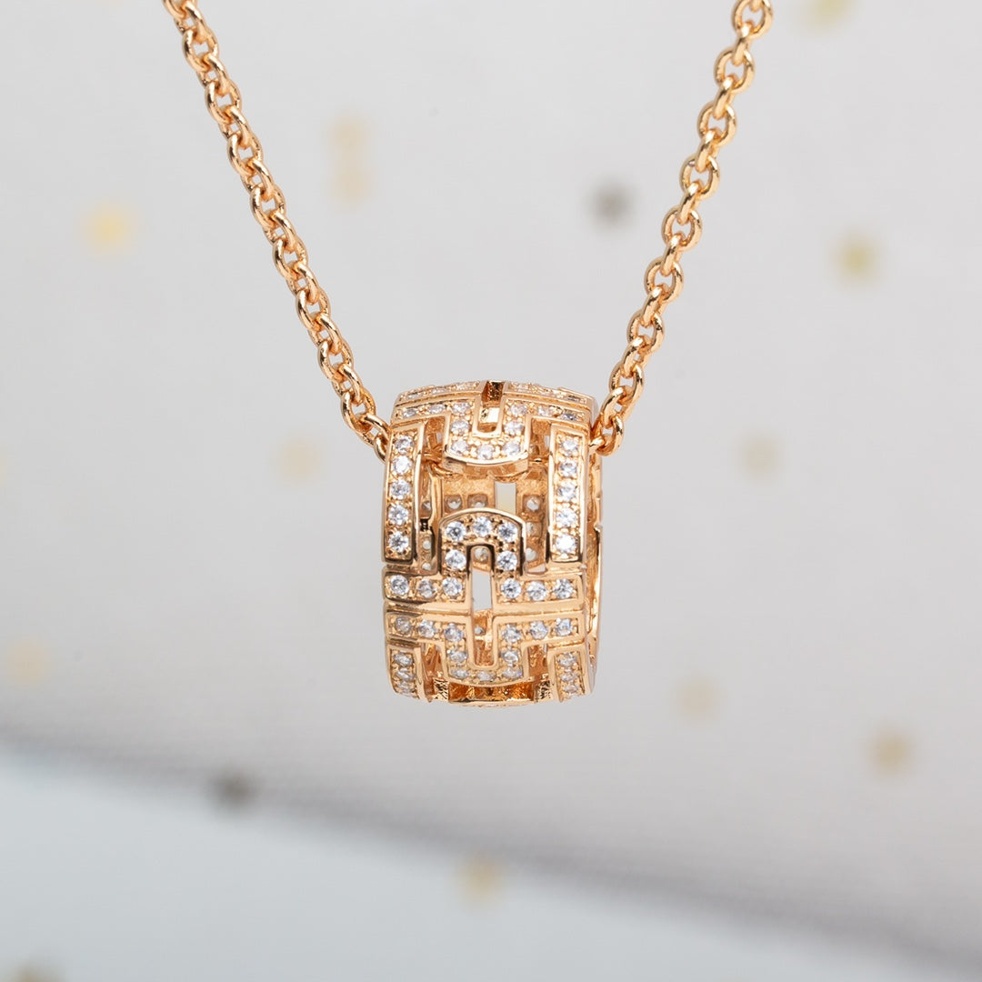 [✨ROSE💎]PARENTESI NECKLACE PINK GOLD DIAMOND