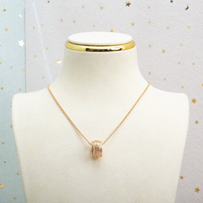 [✨ROSE💎]PARENTESI NECKLACE PINK GOLD DIAMOND