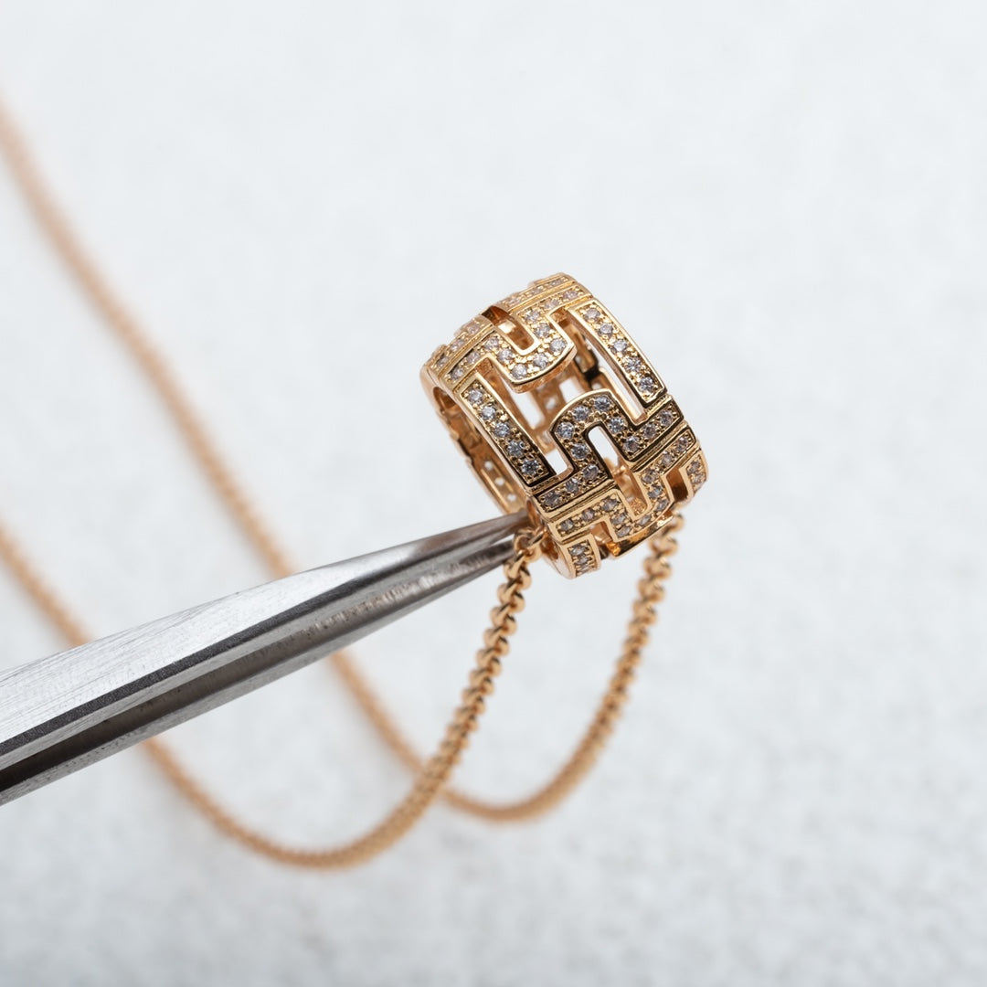[✨ROSE💎]PARENTESI NECKLACE PINK GOLD DIAMOND