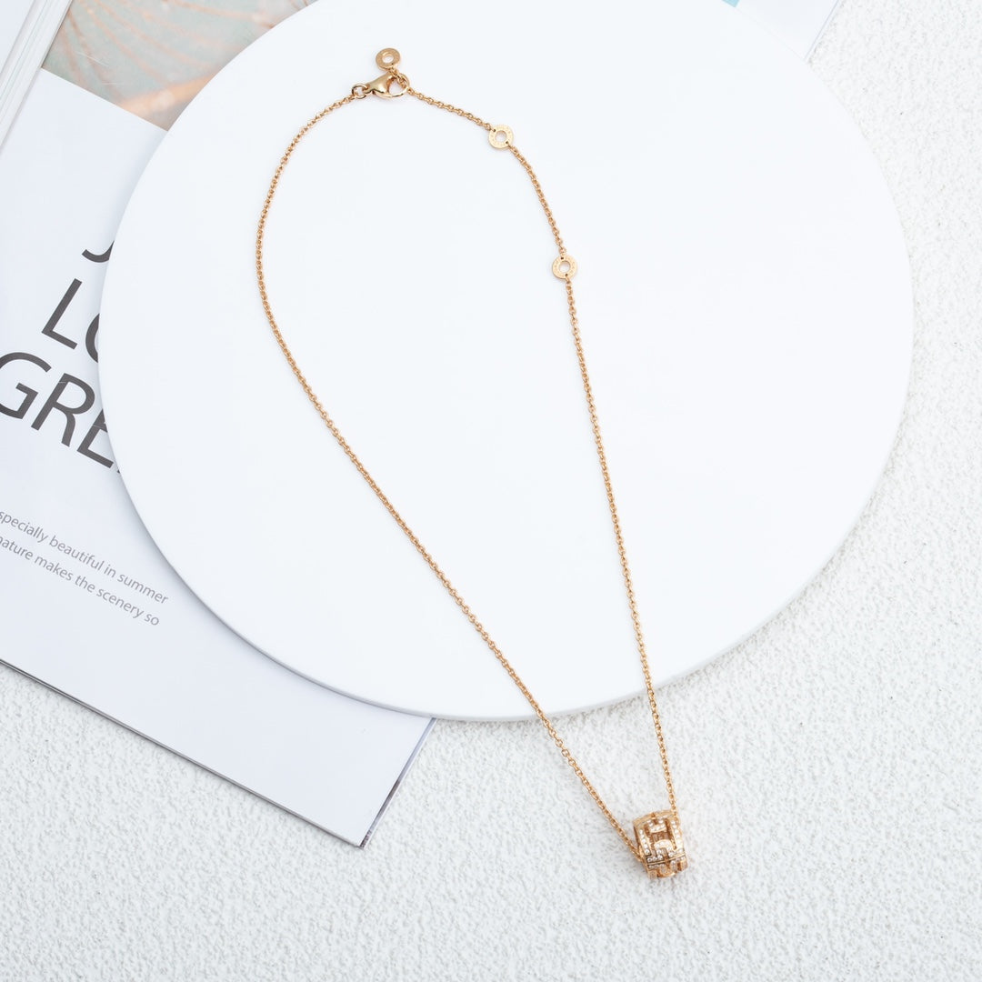 [✨ROSE💎]PARENTESI NECKLACE PINK GOLD DIAMOND