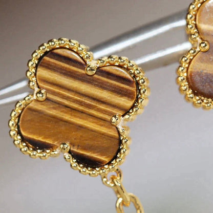 [✨ROSE💎]CLOVER  2 MOTIF  TIGER EYE CARNELIAN EARRINGS