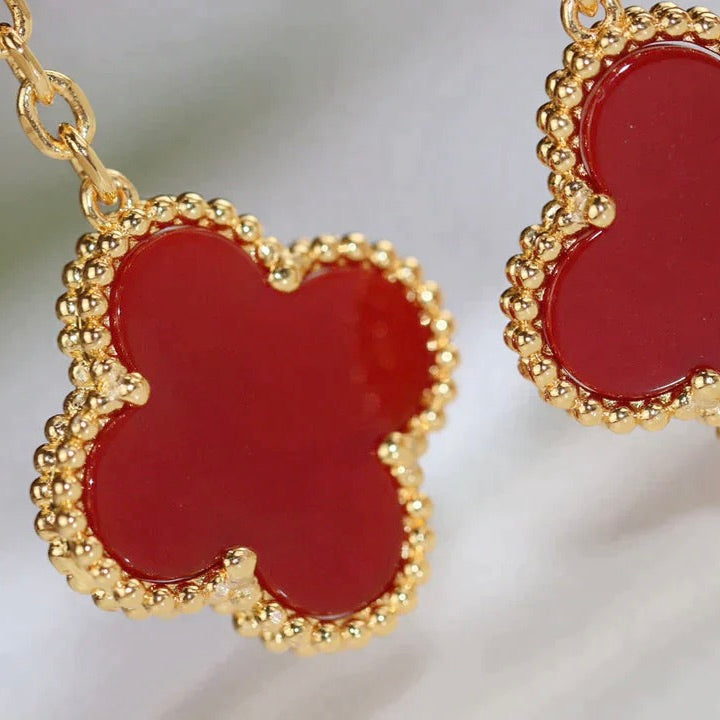 [✨ROSE💎]CLOVER  2 MOTIF  TIGER EYE CARNELIAN EARRINGS