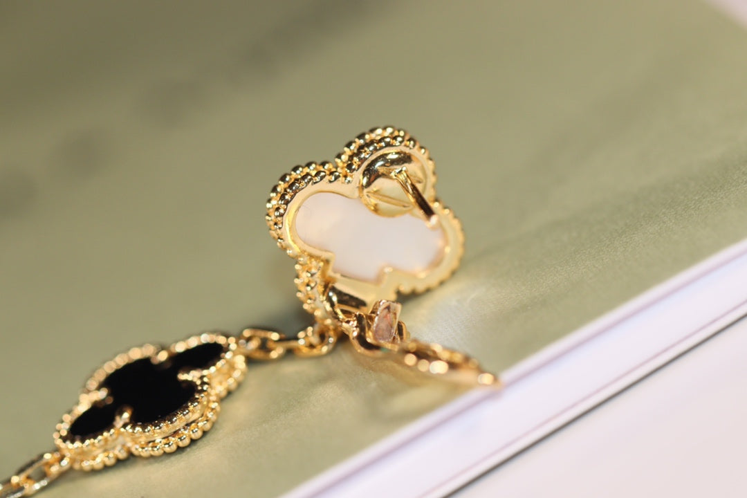 [✨ROSE💎]CLOVER EARRINGS GOLD ONYX MOP 3 MOTIF