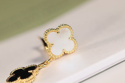 [✨ROSE💎]CLOVER EARRINGS GOLD ONYX MOP 3 MOTIF