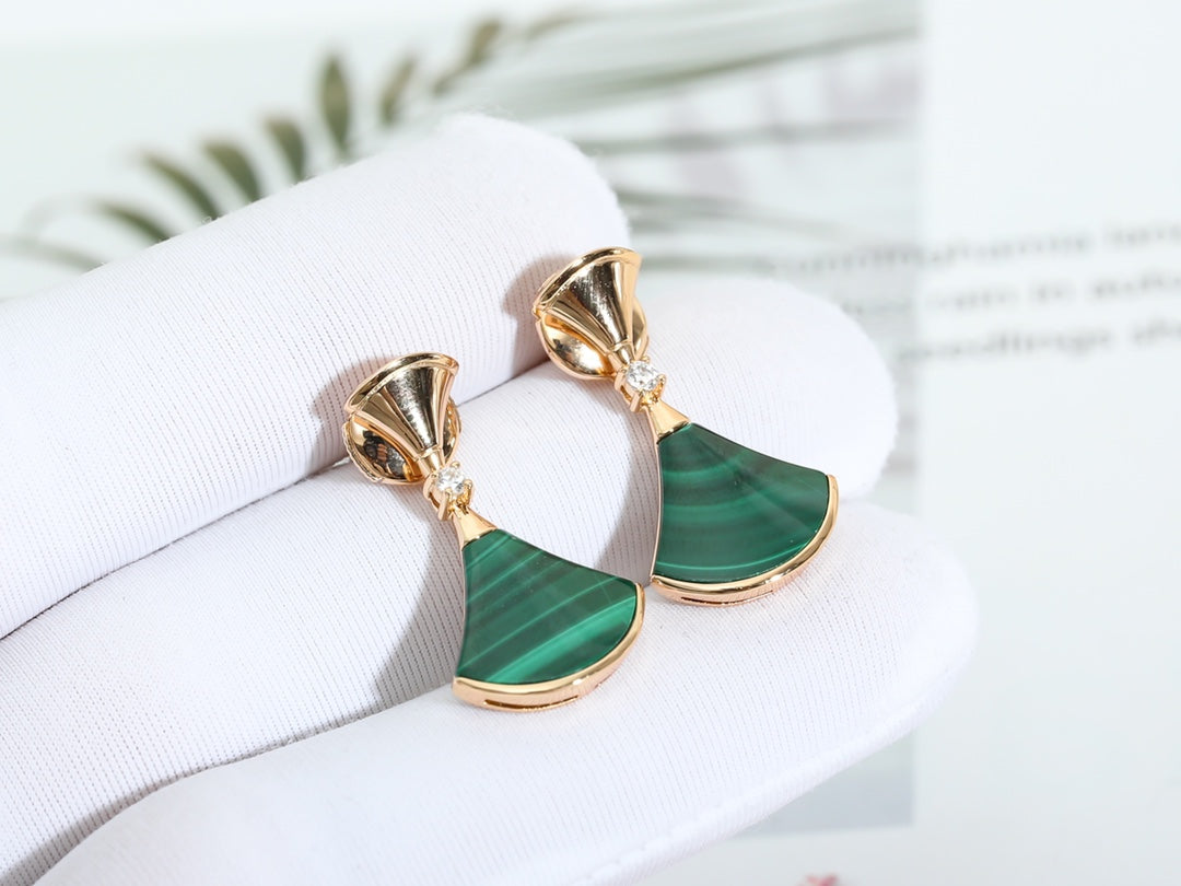 [✨ROSE💎]DREAM MALACHITE PINK GOLD EARRINGS