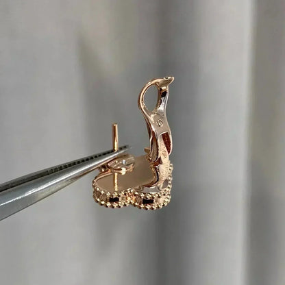 [✨ROSE💎]CLOVER MEDIUM 1 MOTIFS  PINK MOP DIAMOND EARRINGS