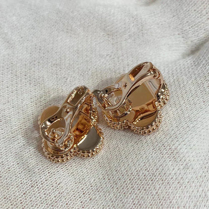 [✨ROSE💎]CLOVER MEDIUM 1 MOTIFS CARNELIAN  DIAMOND earrings