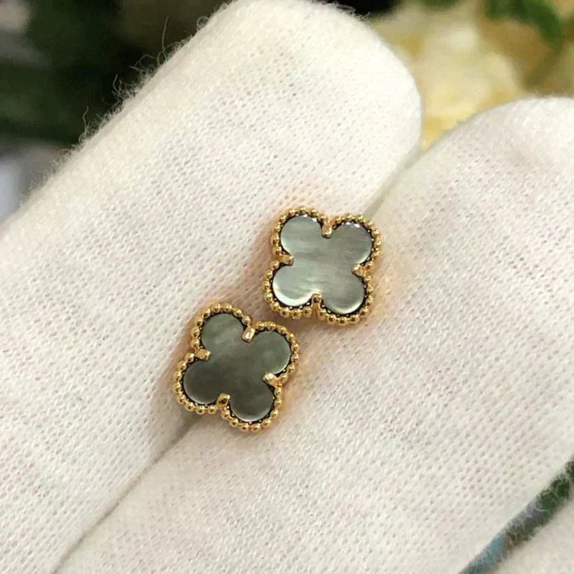 [✨ROSE💎]CLOVER MINI 9.5MM GRAY MOP EARRINGS