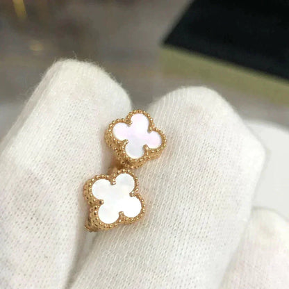 [✨ROSE💎]CLOVER MINI 9.5MM WHITE MOP EARRINGS