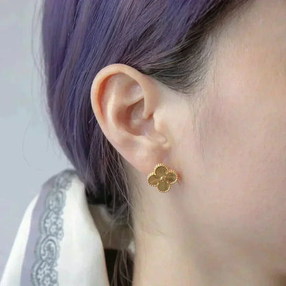 [✨ROSE💎]CLOVER MEDIUM 1 MOTIFS LASER EARRINGS