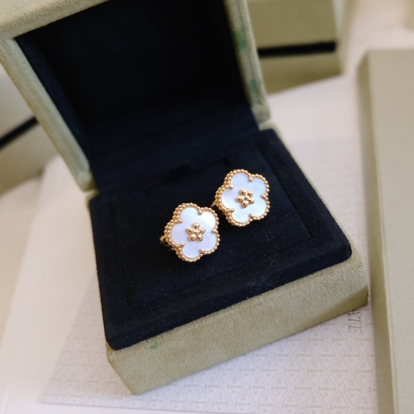 [✨ROSE💎]LUCKY PINK GOLD WHITE MOP EARRINGS