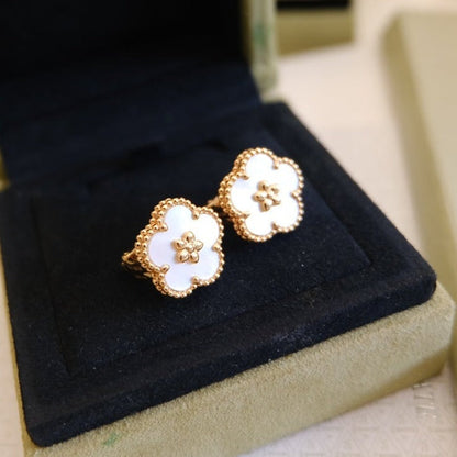 [✨ROSE💎]LUCKY PINK GOLD WHITE MOP EARRINGS