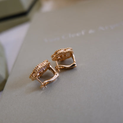 [✨ROSE💎]LUCKY PINK GOLD WHITE MOP EARRINGS