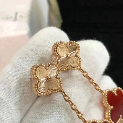 [✨ROSE💎]CLOVER 2 MOTIF  LASER CARNELIAN EARRINGS