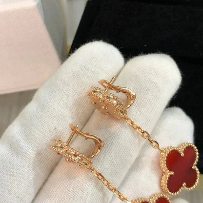 [✨ROSE💎]CLOVER 2 MOTIF  LASER CARNELIAN EARRINGS