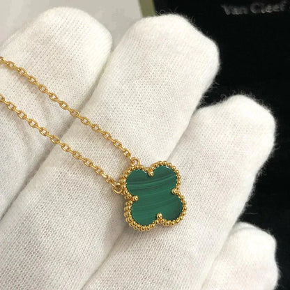 [✨ROSE💎]CLOVER 15MM MALACHITE SINGLE FLOWER  NECKLACE