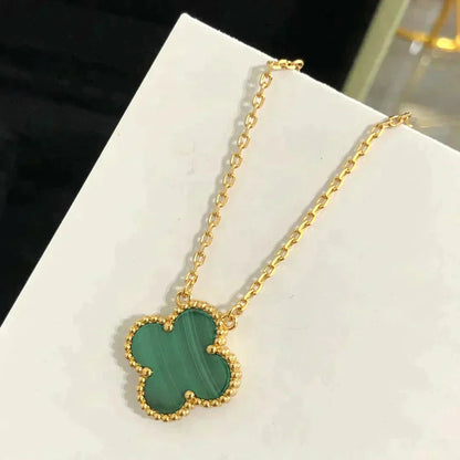 [✨ROSE💎]CLOVER 15MM MALACHITE SINGLE FLOWER  NECKLACE
