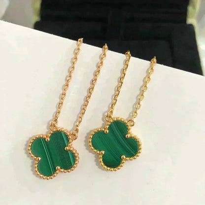[✨ROSE💎]CLOVER 15MM MALACHITE SINGLE FLOWER  NECKLACE