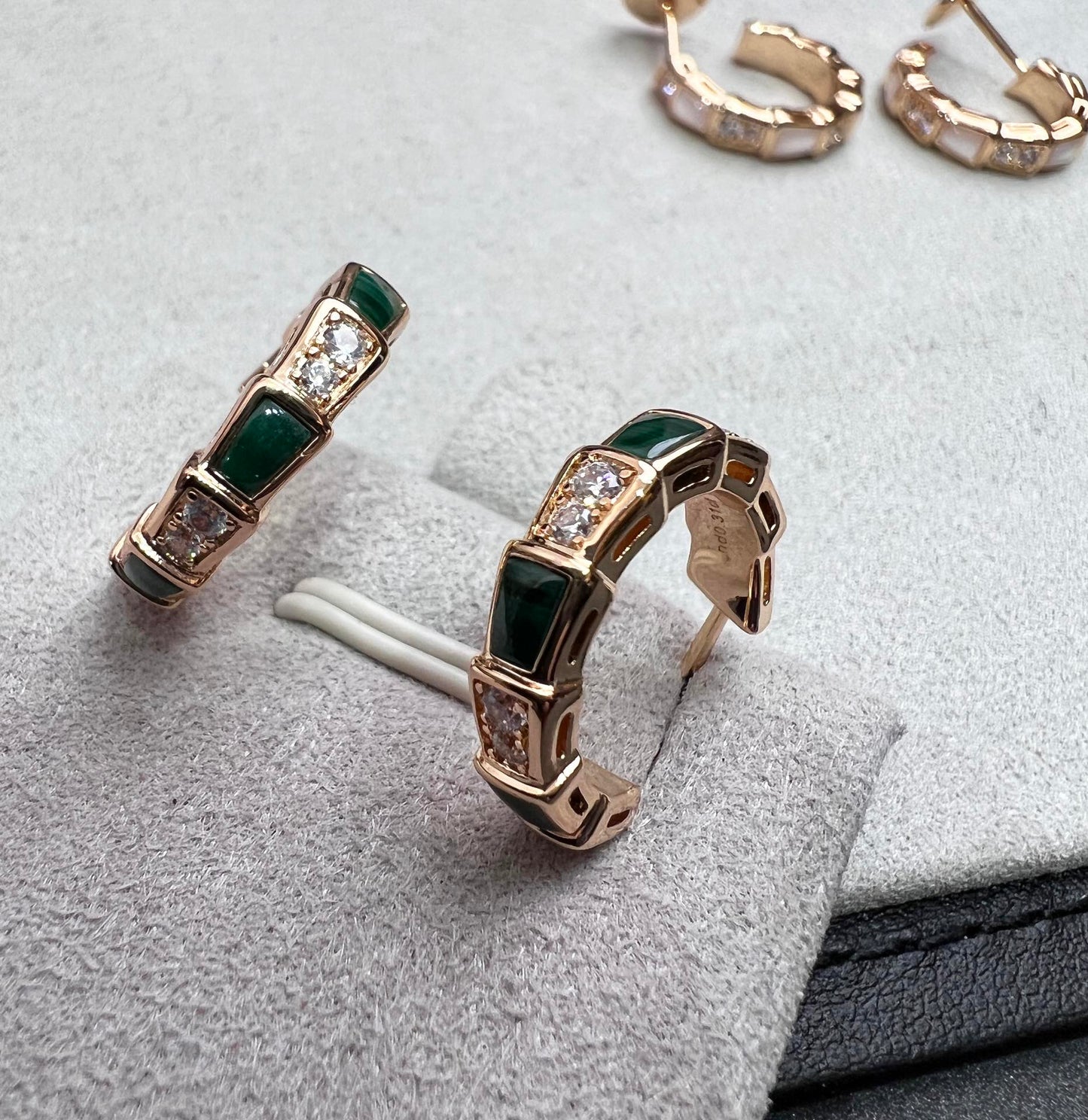 [✨ROSE💎]SERPENTI MALACHITE PINK GOLD EARRINGS