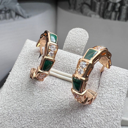 [✨ROSE💎]SERPENTI MALACHITE PINK GOLD EARRINGS