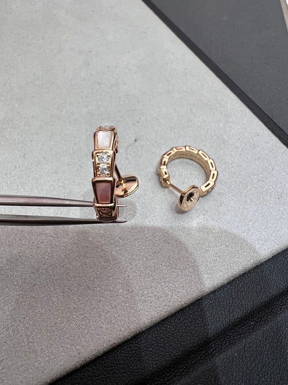 [✨ROSE💎]SERPENTI MOP PINK GOLD EARRINGS