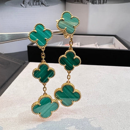 [✨ROSE💎]CLOVER MALACHITE 3 MOTIFS GOLD