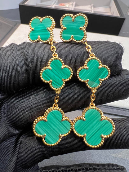 [✨ROSE💎]CLOVER MALACHITE 3 MOTIFS GOLD